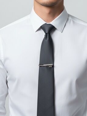 Silver Tie Clip Alligator Barrette